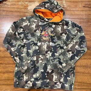 Lincoln Outfitters Hooded Sweater Boys XL Camo Fleece Graphic Print